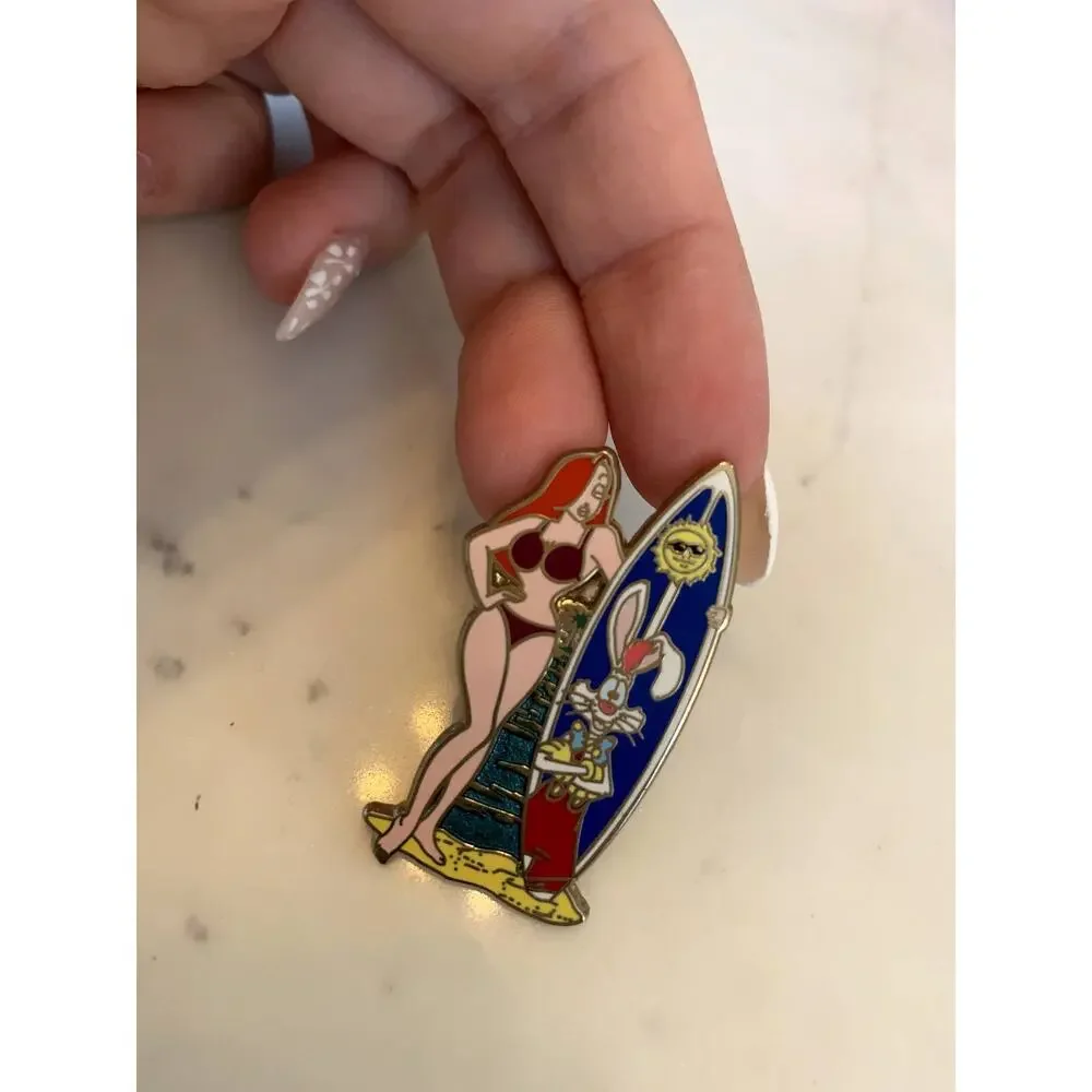 Jessica and Roger Rabbit Surf Swimsuit Disney Trading Pin